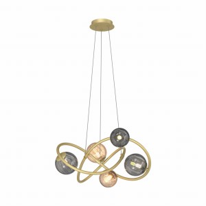 Lampa wisząca ARLON kolor złoty mat/dymne szare szkło, bursztynowe szkło metal/szkło, 5xG9 IP20 MD4922-5-EGBDN Zuma Line