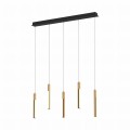 Lampa wisząca ELIOT kolor jasne drewno/ czarny mat metal/drewno, aluminium, tworzywo sztuczne, LED 2900 Lm 3000K IP20 MD4768-5-3BMT Zuma Line