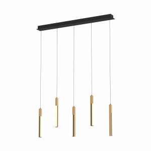 Lampa wisząca ELIOT kolor jasne drewno/ czarny mat metal/drewno, aluminium, tworzywo sztuczne, LED 2900 Lm 3000K IP20 MD4768-5-3BMT Zuma Line