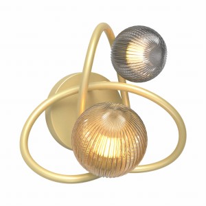 Kinkiet lampa ścienna ARLON kolor złoty mat/dymne szare szkło, bursztynowe szkło metal/szkło, 2xG9 IP20 MB4922-2-EGBDN Zuma Line