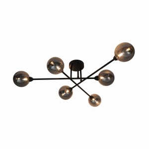 Lampa sufitowa BASIS kolor czarny mat/dymiony metal/szkło, 6xG9 IP20 CL22017A-6 Zuma Line