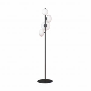Lampa podłogowa OMI kolor Czarny szklane białe klosze, źródło 4*G9 - 1176 Zuma Line