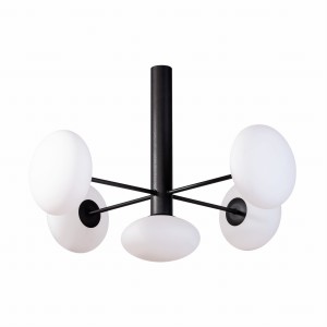 Nowoczesna lampa sufitowa z rodziny OMI, kolor czarny, białe klosze do salonu  - 1198 Zuma Line