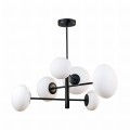 Efektowna lampa wisząca do jadalni OMI kolor Czarny, ramiona z szklanymi kloszami - 1196 Zuma Line