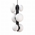Lampa wisząca OMI czarna, 6-punktowa, szklane klosze - 1194 Zuma Line