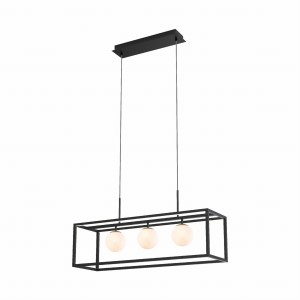 Lampa wisząca PIRO czarny, białe szklane klosze, 3*G9 + LED 33W 3000-6000K - MD3115-3-3BT Zuma Line