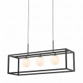 Lampa wisząca PIRO czarny, białe szklane klosze, 3*G9 + LED 33W 3000-6000K - MD3115-3-3BT Zuma Line
