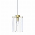 Lampa wisząca do sypialni NIRA złote elementy, szklany klosz, źródło 1*E14 - MD3523-1-EGN Zuma Line