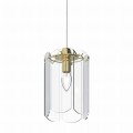 Lampa wisząca do sypialni NIRA złote elementy, szklany klosz, źródło 1*E14 - MD3523-1-EGN Zuma Line