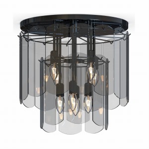 Lampa sufitowa NIRA czarny, szklany przydymiany klosz, źródło 8*E14 - MX3523-8M-EBCN Zuma Line