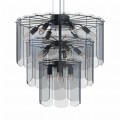 Elegancka lampa wisząca z szklanym kloszem NIRA czarna, do stylowego salonu - MD3523-14L-EBCN Zuma Line