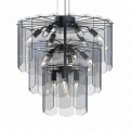 Elegancka lampa wisząca z szklanym kloszem NIRA czarna, do stylowego salonu - MD3523-14L-EBCN Zuma Line