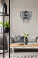 Elegancka lampa wisząca z szklanym kloszem NIRA czarna, do stylowego salonu - MD3523-14L-EBCN Zuma Line