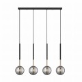 Lampa wisząca z czterema zwisami na listwie, szklane klosze z rodziny ARCTURUS kolor Czarny - P0574-04D-SDFZ Zuma Line