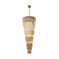 Lampa wisząca elegancki żyrandol szklany 2m LUXE Złoty E14 19002/40-GLD Zuma Line